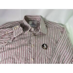 Thomas Dean Collegiate Button Down Striped Shirt Florida State Seminoles‎ Large